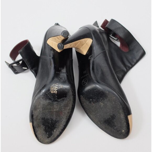 Chanel 39 US 9 ankle boots shoes CC logo beige toecap ankle strap 2007 - Picture 11 of 11